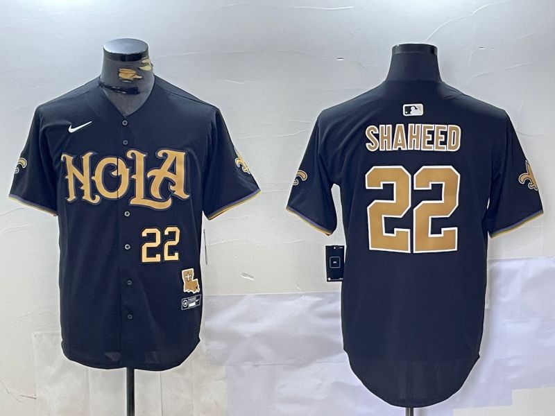 Men New Orleans Saints #22 Shaheed Black Joint Name 2024 Nike Limited NFL Jersey style 2